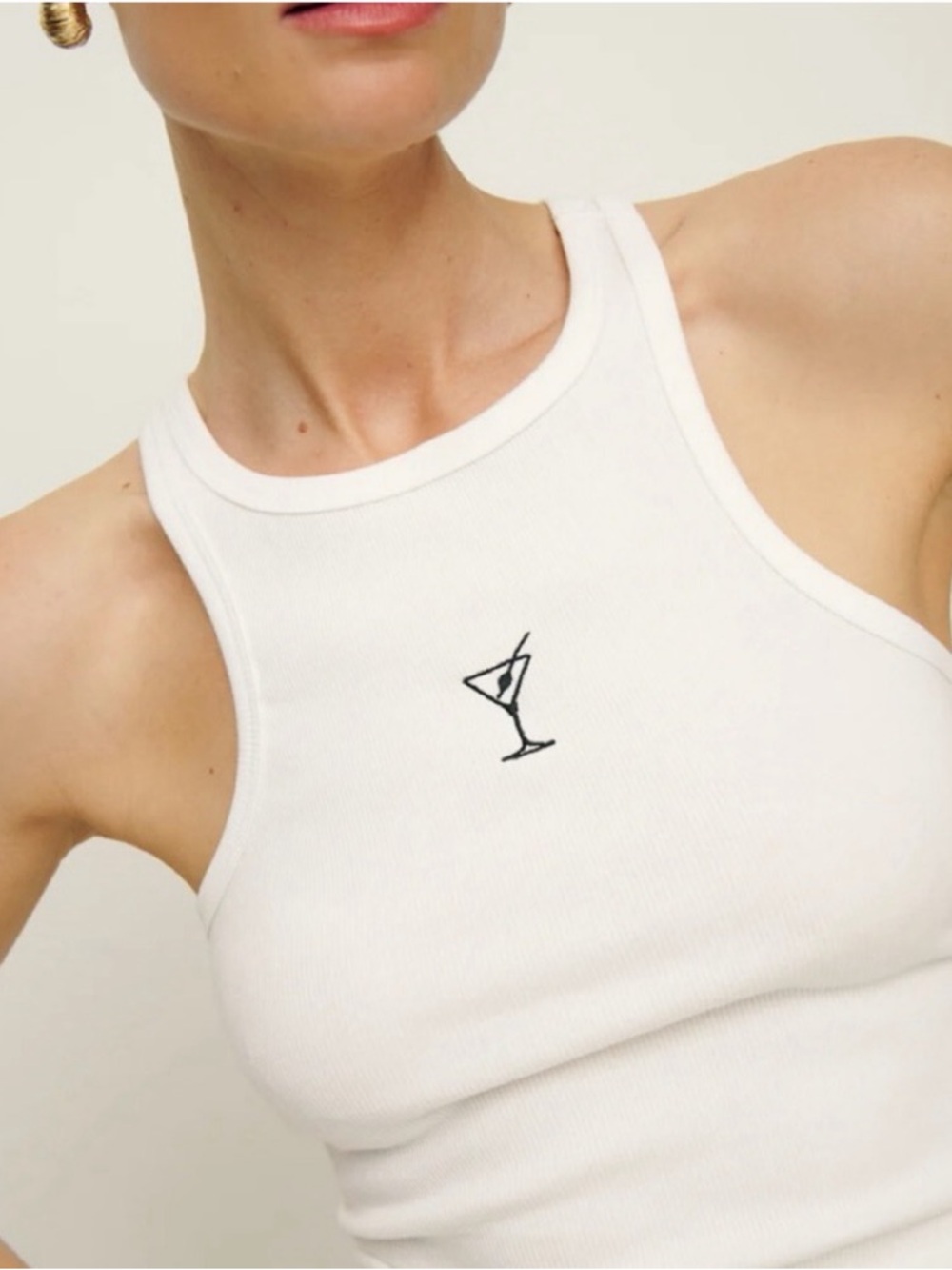 Reformation Tank with Martini Embroidery